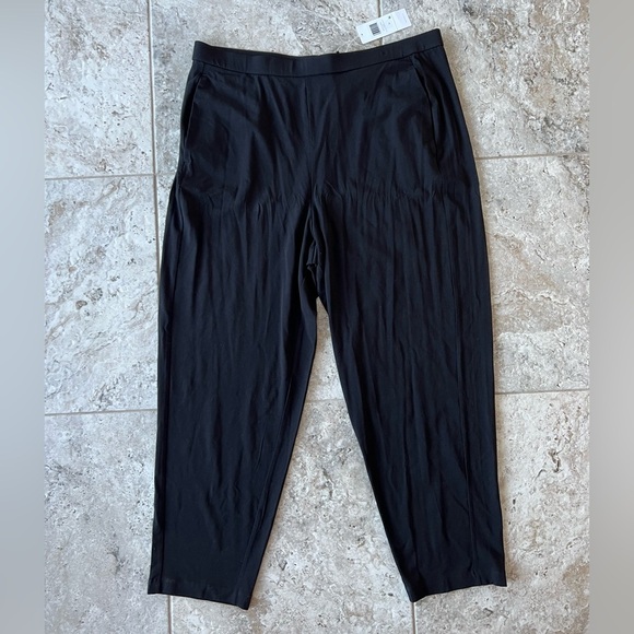 Eileen Fisher NWT Stretch Jersey Knit Slouchy Ankle Pant in Black, size 1X - Picture 9 of 9
